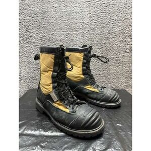 Vintage Crosstech Leather Canvas Lace-Up Firefighter Boots Black Men Size 9EE US